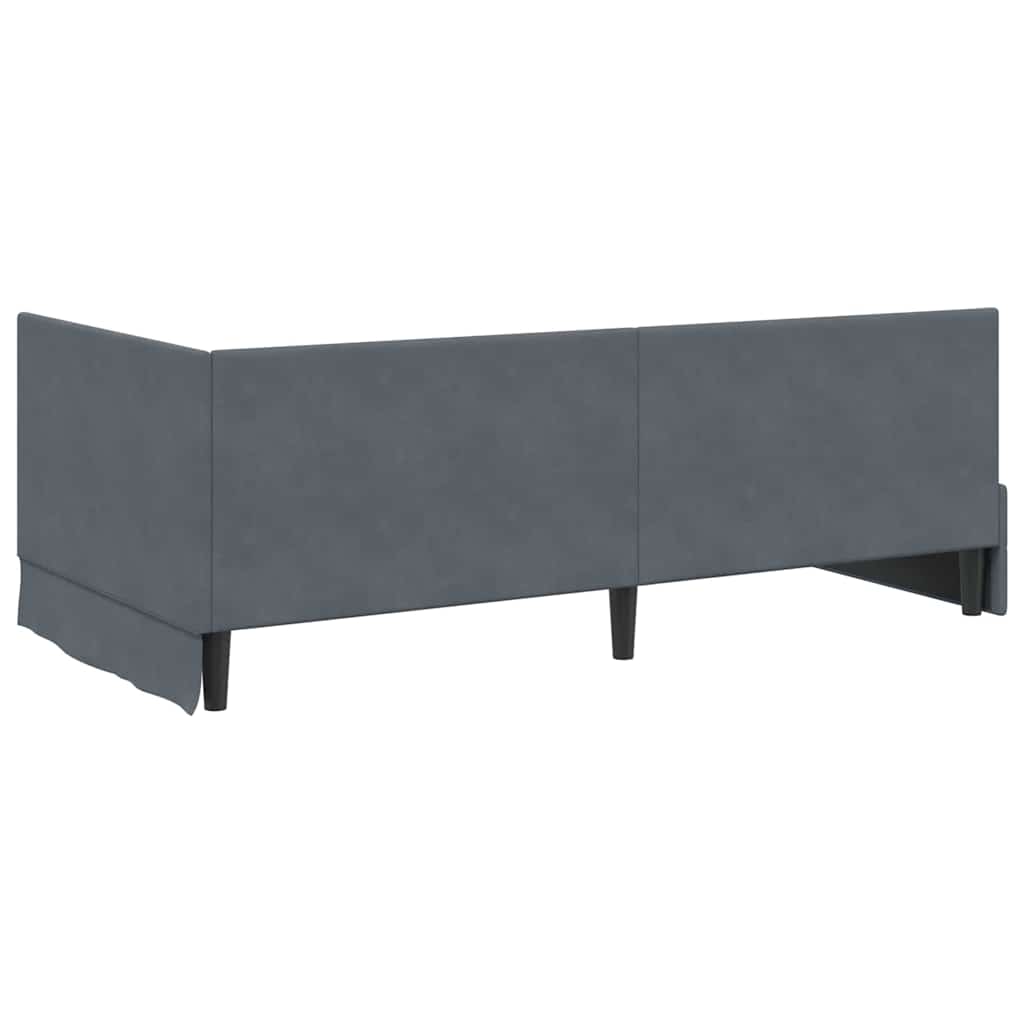 vidaXL Κρεβάτι Γωνίας Σκούρο Γκρι 90 x 200 cm Βελούδο - Image 7
