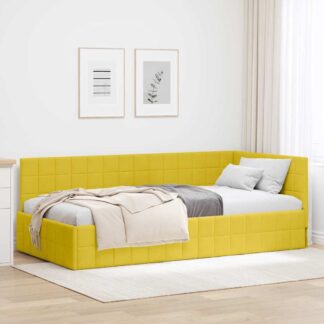 vidaXL Κρεβάτι Γωνίας Κίτρινο 90 x 200 cm Βελούδο
