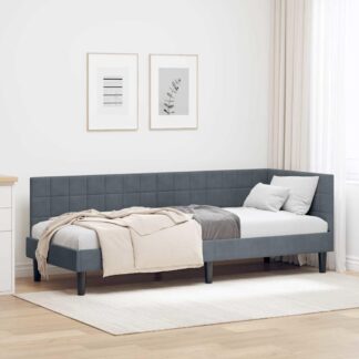 vidaXL Κρεβάτι Γωνίας Σκούρο Γκρι 80 x 200 cm Βελούδο