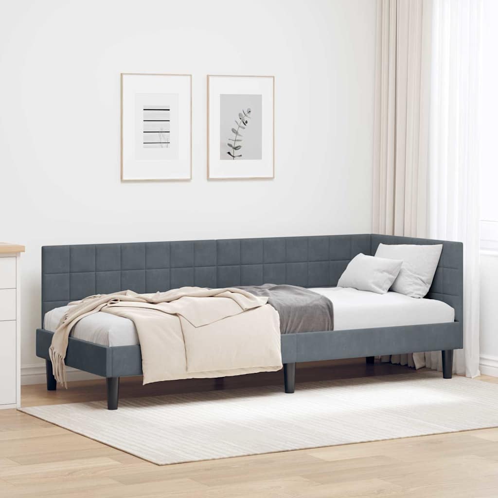 vidaXL Κρεβάτι Γωνίας Σκούρο Γκρι 80 x 200 cm Βελούδο