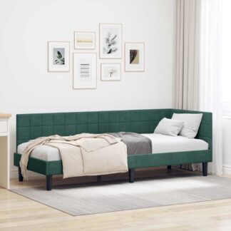 vidaXL Κρεβάτι Γωνίας Σκούρο Πράσινο 80 x 200 cm Βελούδο