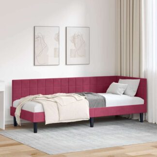 vidaXL Κρεβάτι Γωνίας Κόκκινο 80 x 200 cm Βελούδο