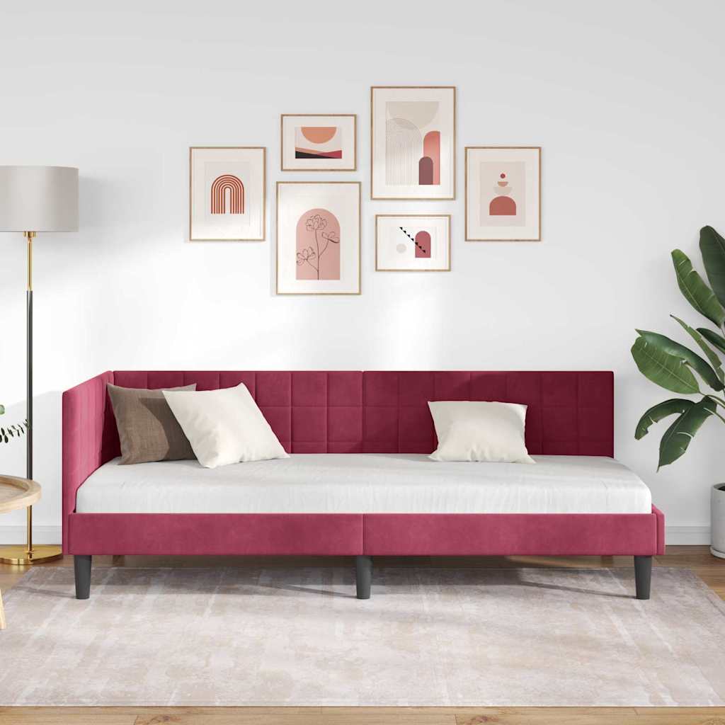 vidaXL Κρεβάτι Γωνίας Κόκκινο 80 x 200 cm Βελούδο - Image 3