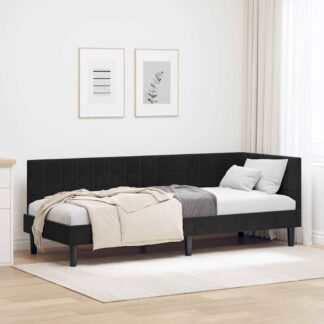 vidaXL Κρεβάτι Γωνίας Μαύρο 80 x 200 cm Βελούδο