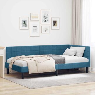 vidaXL Κρεβάτι Γωνίας Μπλε 90 x 200 cm Βελούδο