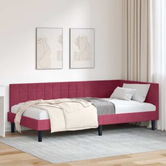 vidaXL Κρεβάτι Γωνίας Κόκκινο 90 x 200 cm Βελούδο
