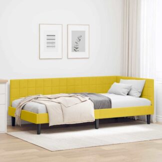 vidaXL Κρεβάτι Γωνίας Κίτρινο 100 x 200 cm Βελούδο