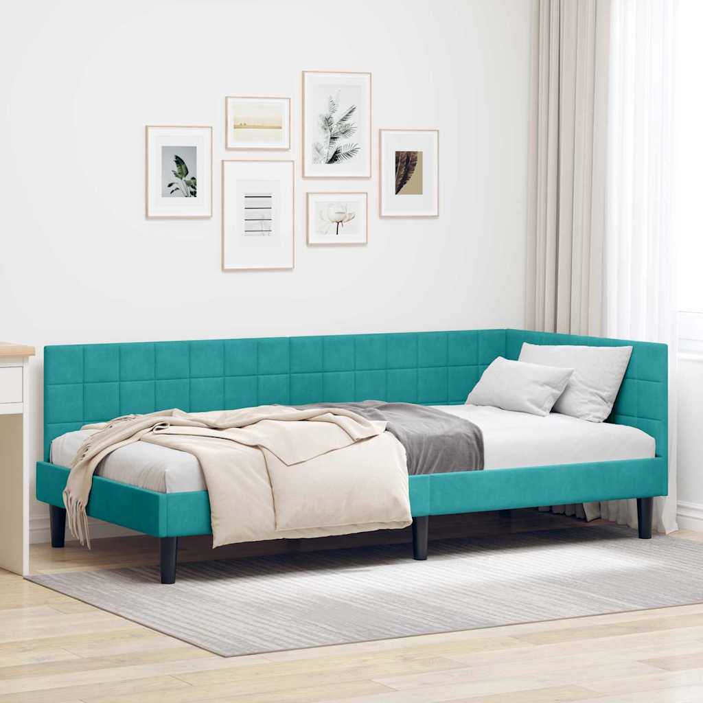 vidaXL Κρεβάτι Γωνίας Τιρκουάζ 100 x 200 cm Βελούδο