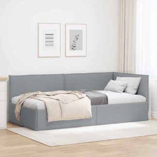vidaXL Κρεβάτι Γωνίας Ανοιχτό γκρι 90 x 190 cm ύφασμα