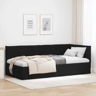 vidaXL Κρεβάτι Γωνίας Μαύρο 90 x 190 cm ύφασμα