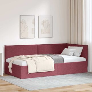 vidaXL Κρεβάτι Γωνίας Κόκκινο 90 x 190 cm ύφασμα