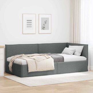 vidaXL Κρεβάτι Γωνίας Σκούρο Γκρι 90 x 200 cm ύφασμα