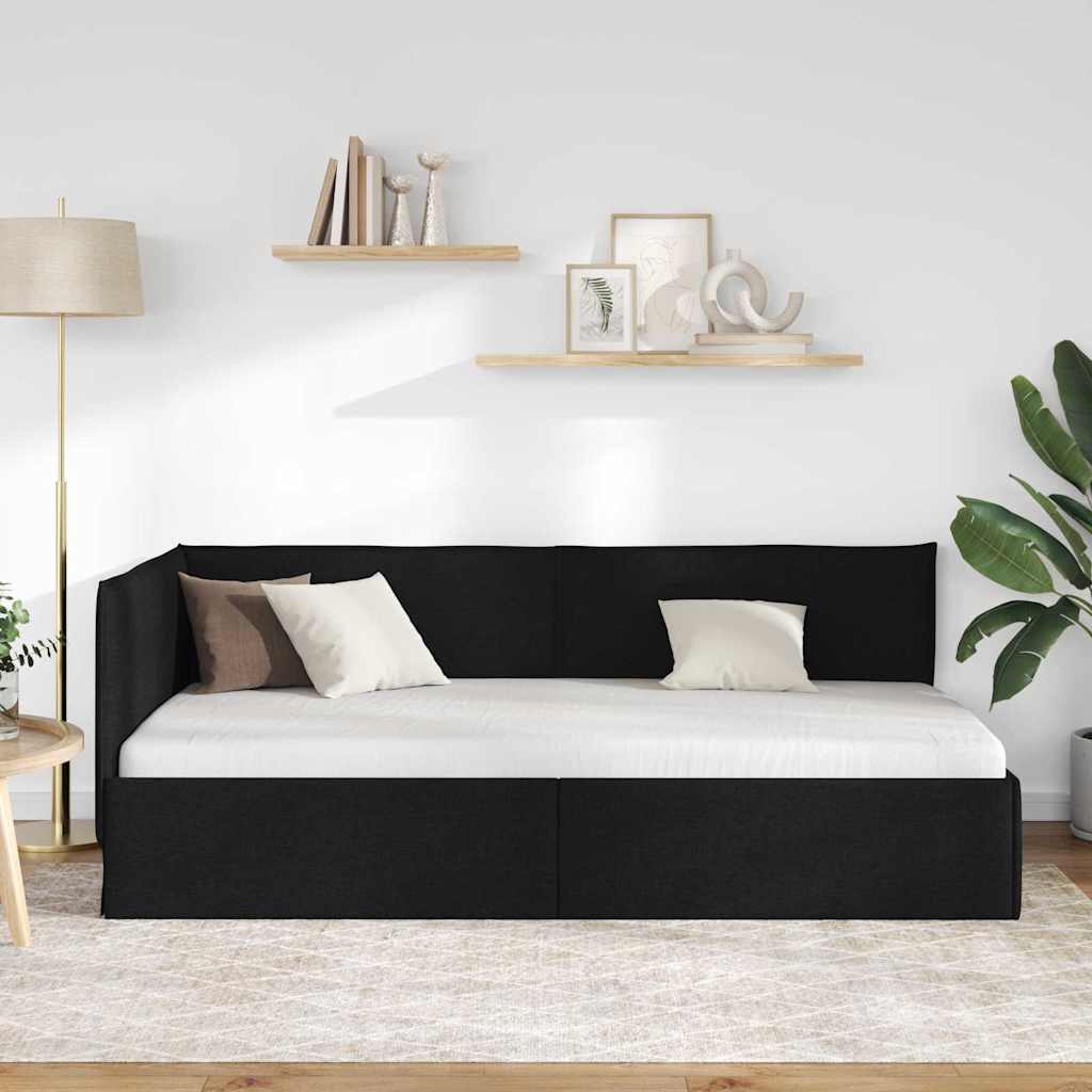 vidaXL Κρεβάτι Γωνίας Μαύρο 90 x 200 cm ύφασμα - Image 3