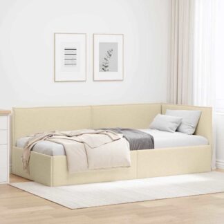 vidaXL Κρεβάτι Γωνίας Κρεμ 90 x 200 cm ύφασμα