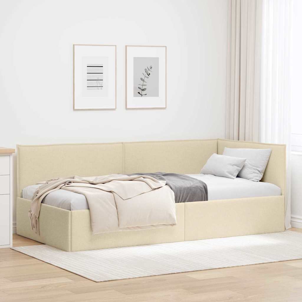 vidaXL Κρεβάτι Γωνίας Κρεμ 90 x 200 cm ύφασμα