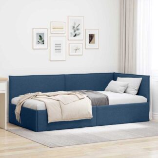 vidaXL Κρεβάτι Γωνίας Μπλε 90 x 200 cm ύφασμα