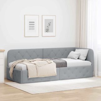 vidaXL Κρεβάτι Γωνίας Ανοιχτό γκρι 80 x 200 cm ύφασμα