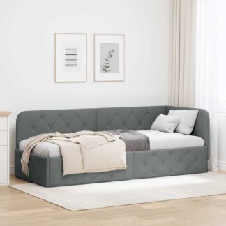 vidaXL Κρεβάτι Γωνίας Σκούρο Γκρι 80 x 200 cm ύφασμα