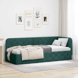 vidaXL Κρεβάτι Γωνίας Σκούρο Πράσινο 80 x 200 cm ύφασμα