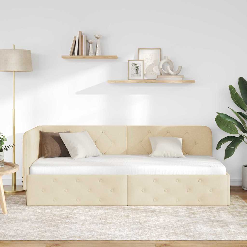 vidaXL Κρεβάτι Γωνίας Κρεμ 80 x 200 cm ύφασμα - Image 4