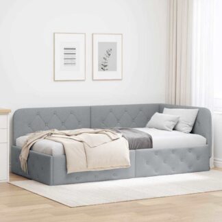 vidaXL Κρεβάτι Γωνίας Ανοιχτό γκρι 90 x 190 cm ύφασμα