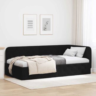 vidaXL Κρεβάτι Γωνίας Μαύρο 100 x 200 cm ύφασμα