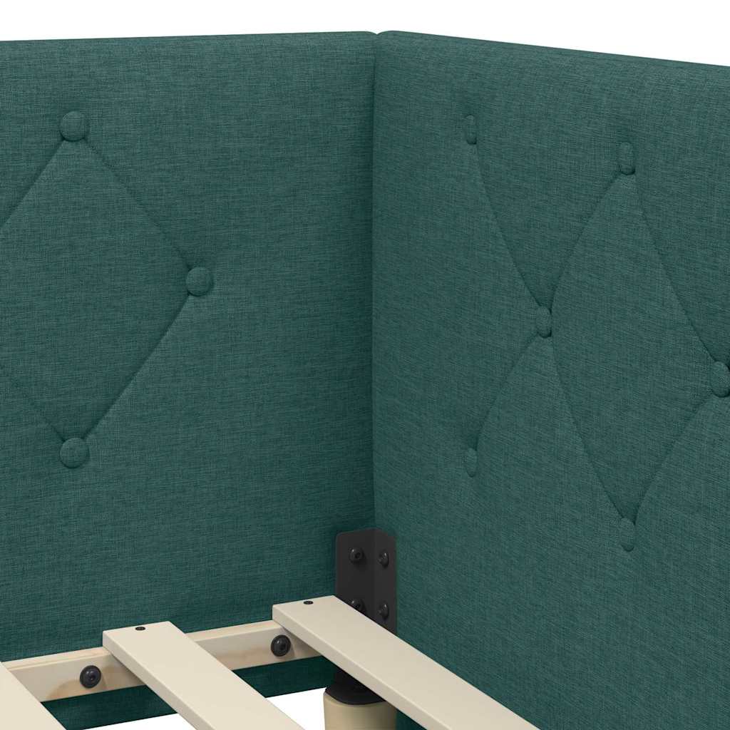 vidaXL Κρεβάτι Γωνίας Σκούρο Πράσινο 100 x 200 cm ύφασμα - Image 8