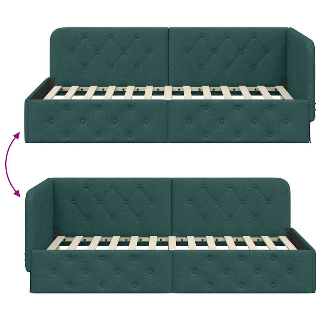 vidaXL Κρεβάτι Γωνίας Σκούρο Πράσινο 100 x 200 cm ύφασμα - Image 9