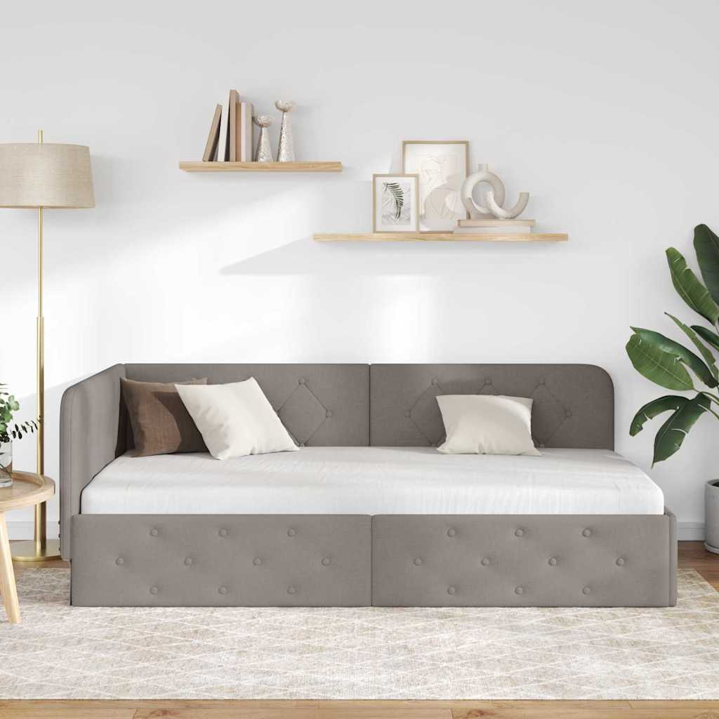 vidaXL Κρεβάτι Γωνίας Taupe 100 x 200 cm ύφασμα - Image 4