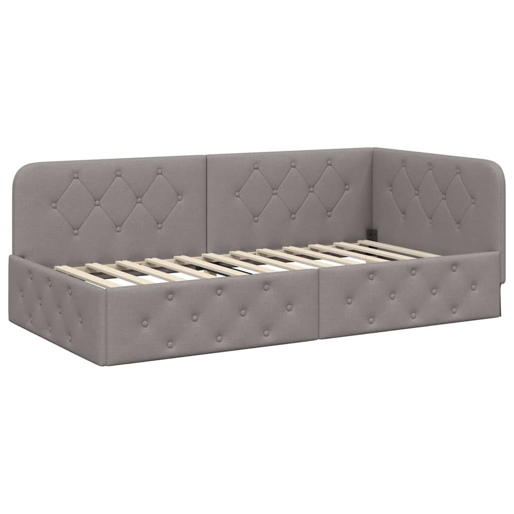 vidaXL Κρεβάτι Γωνίας Taupe 100 x 200 cm ύφασμα - Image 2