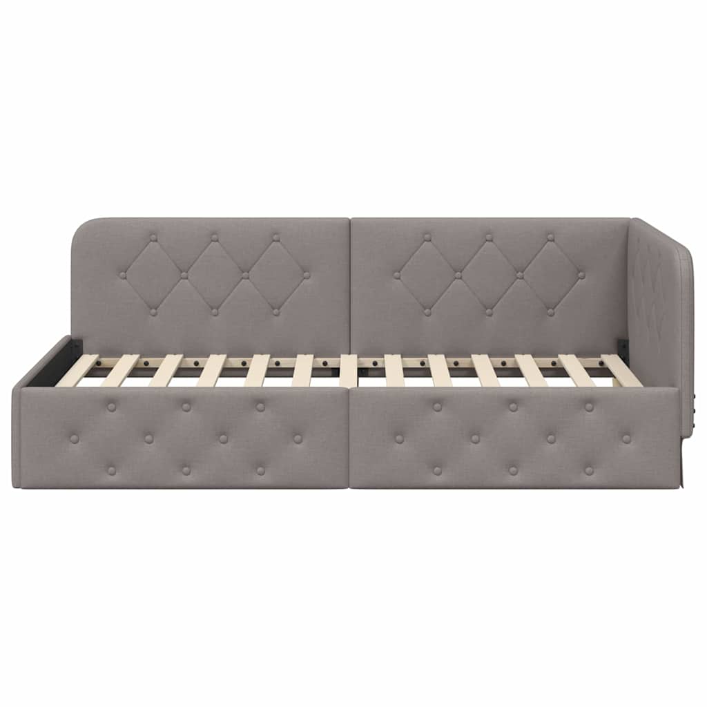 vidaXL Κρεβάτι Γωνίας Taupe 100 x 200 cm ύφασμα - Image 5