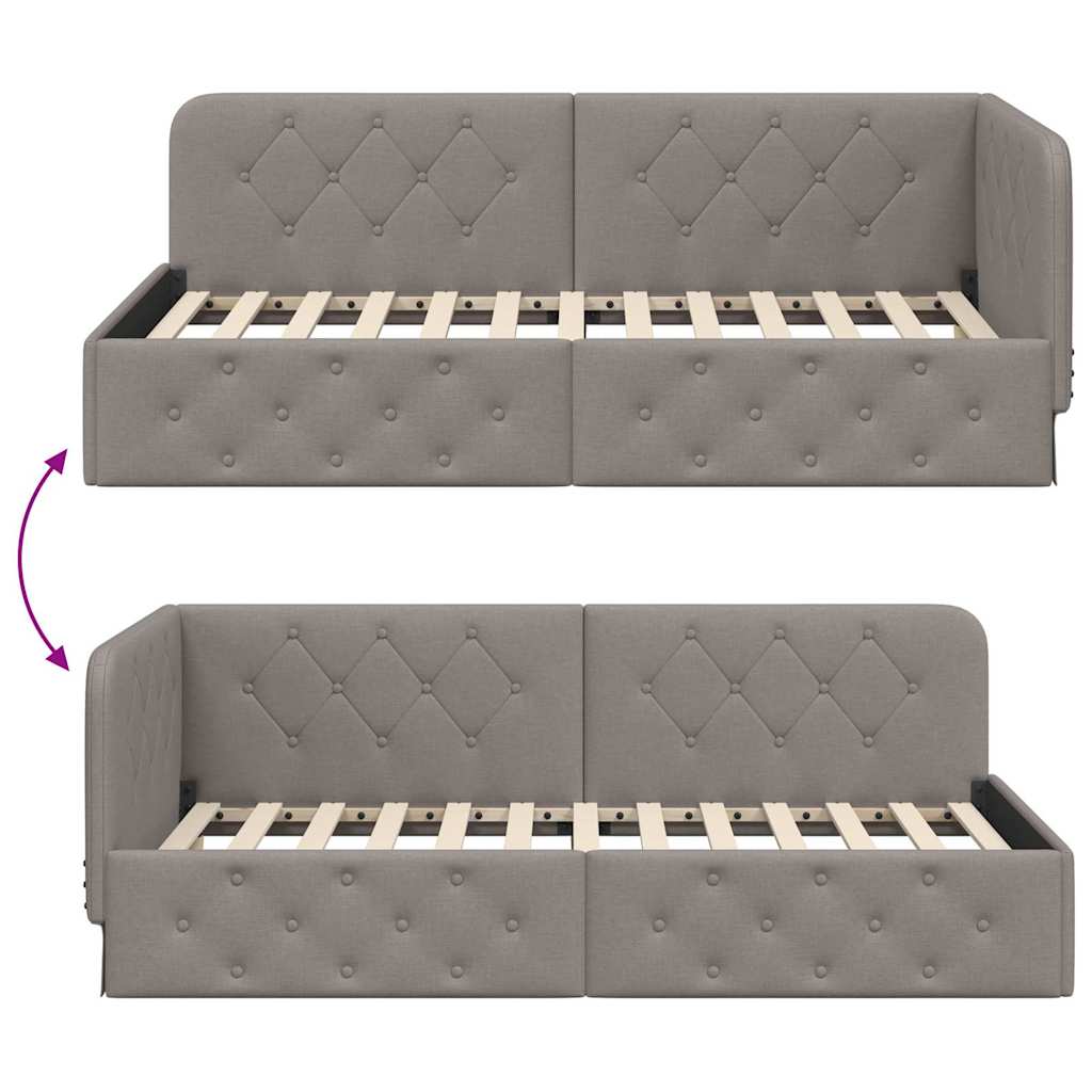 vidaXL Κρεβάτι Γωνίας Taupe 100 x 200 cm ύφασμα - Image 9