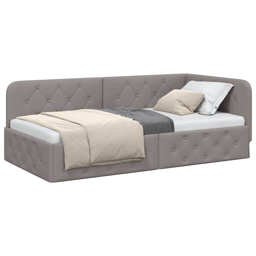 vidaXL Κρεβάτι Γωνίας Taupe 100 x 200 cm ύφασμα - Image 3