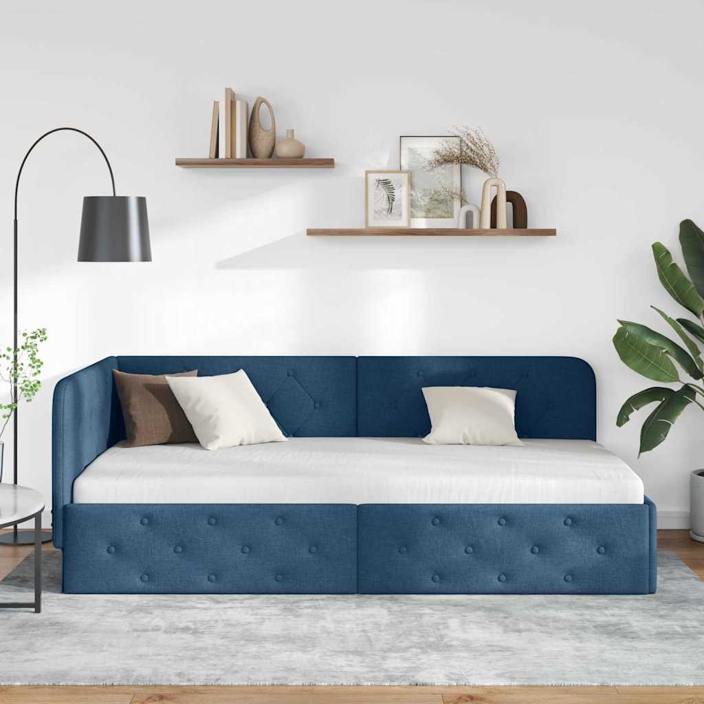 vidaXL Κρεβάτι Γωνίας Μπλε 100 x 200 cm ύφασμα - Image 4