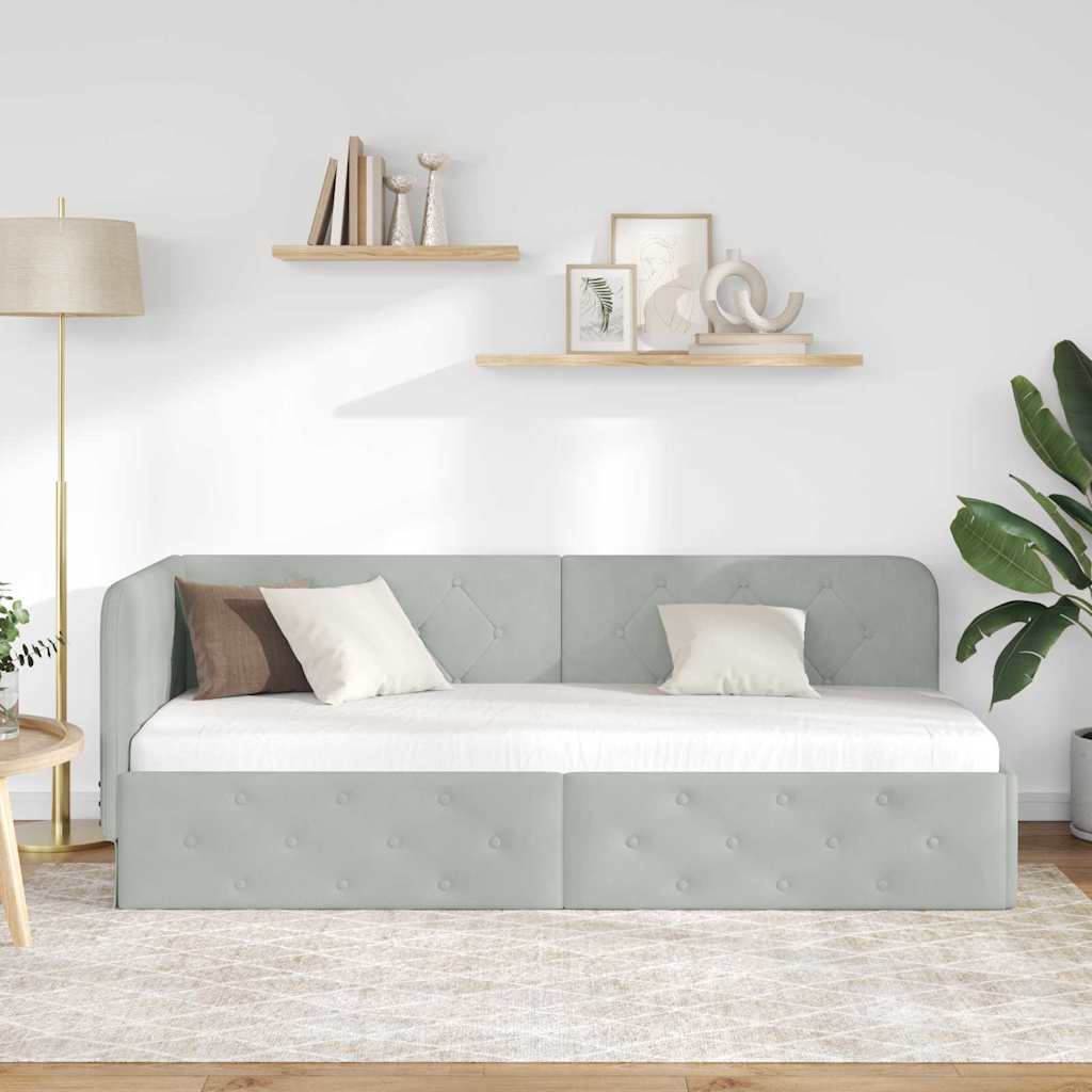 vidaXL Κρεβάτι Γωνίας Ανοιχτό γκρι 80 x 200 cm Βελούδο - Image 4