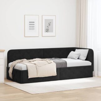 vidaXL Κρεβάτι Γωνίας Μαύρο 80 x 200 cm Βελούδο