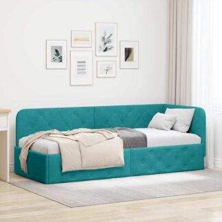 vidaXL Κρεβάτι Γωνίας Τιρκουάζ 80 x 200 cm Βελούδο