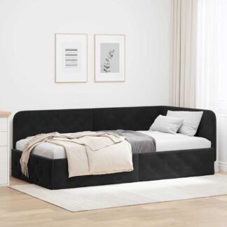 vidaXL Κρεβάτι Γωνίας Μαύρο 90 x 190 cm Βελούδο