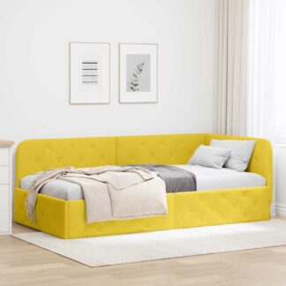 vidaXL Κρεβάτι Γωνίας Κίτρινο 90 x 190 cm Βελούδο