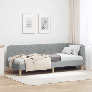vidaXL Κρεβάτι Γωνίας Ανοιχτό γκρι 80 x 200 cm ύφασμα