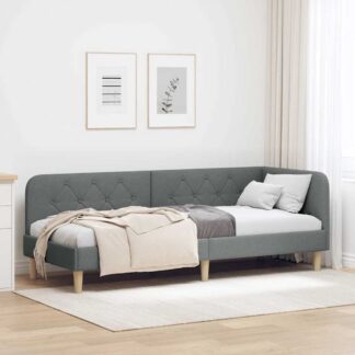 vidaXL Κρεβάτι Γωνίας Σκούρο Γκρι 80 x 200 cm ύφασμα