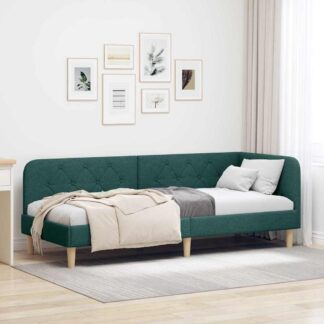 vidaXL Κρεβάτι Γωνίας Σκούρο Πράσινο 80 x 200 cm ύφασμα