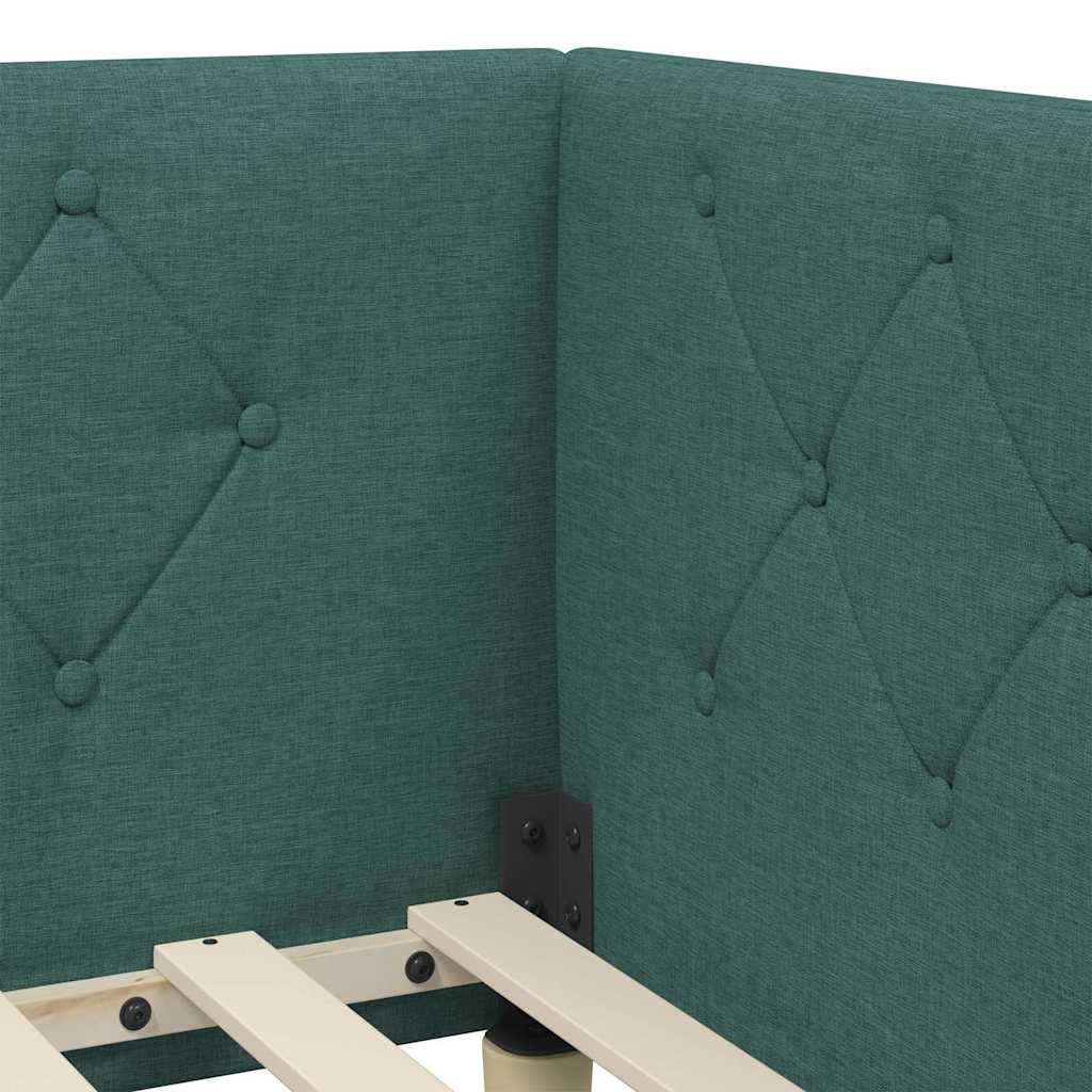 vidaXL Κρεβάτι Γωνίας Σκούρο Πράσινο 90 x 190 cm ύφασμα - Image 8