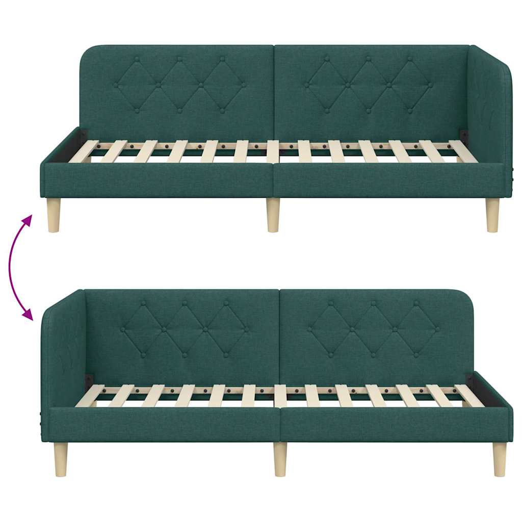 vidaXL Κρεβάτι Γωνίας Σκούρο Πράσινο 90 x 190 cm ύφασμα - Image 9