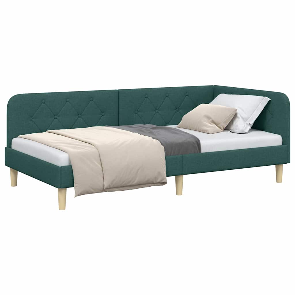 vidaXL Κρεβάτι Γωνίας Σκούρο Πράσινο 90 x 190 cm ύφασμα - Image 3