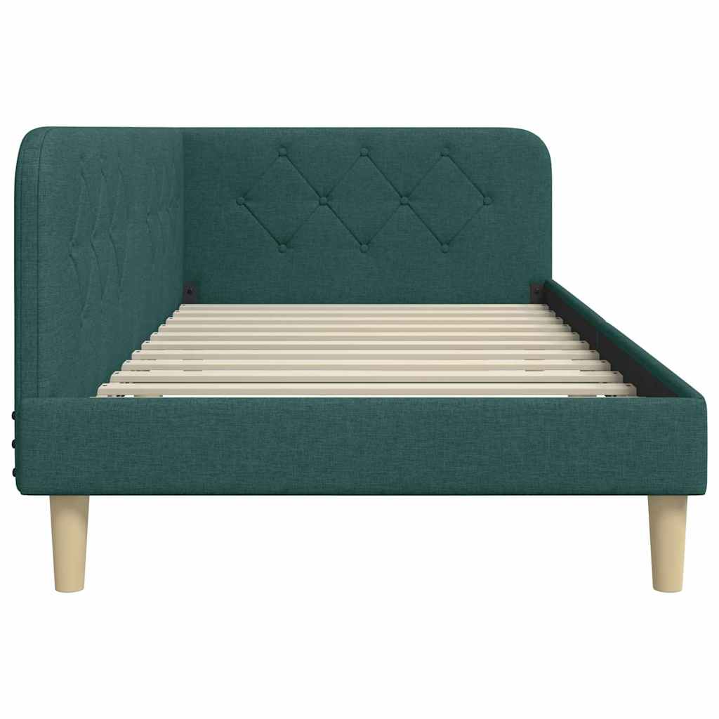 vidaXL Κρεβάτι Γωνίας Σκούρο Πράσινο 90 x 190 cm ύφασμα - Image 6