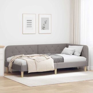 vidaXL Κρεβάτι Γωνίας Taupe 90 x 190 cm ύφασμα