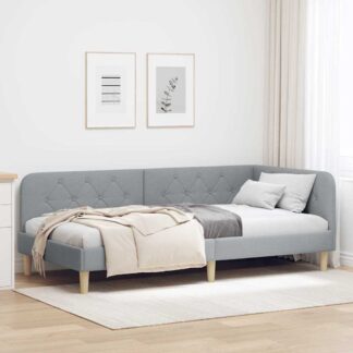 vidaXL Κρεβάτι Γωνίας Ανοιχτό γκρι 90 x 200 cm ύφασμα