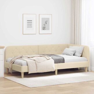 vidaXL Κρεβάτι Γωνίας Κρεμ 90 x 200 cm ύφασμα