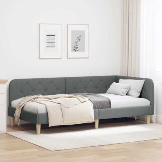 vidaXL Κρεβάτι Γωνίας Σκούρο Γκρι 100 x 200 cm ύφασμα